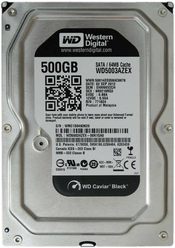 Жесткий диск HDD SATA WD 500GB 3,5" WD5003AZEX