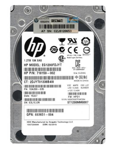 Жесткий диск HDD SAS HPE 1.2TB 10K 2.5" 718159-002