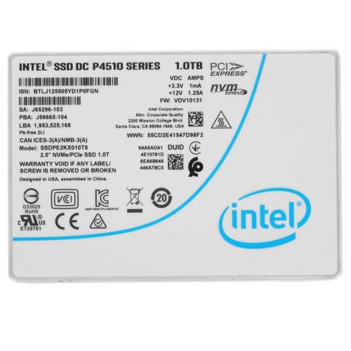 SSD NVMe INTEL 1TB 2.5" SSDPE2KX010T8