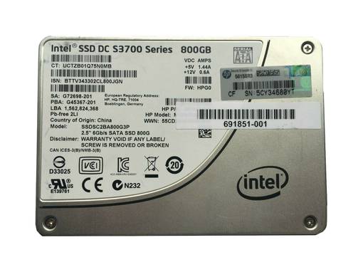 SSD SATA HPE\INTEL 800GB 2.5" SSDSC2BA800G3P