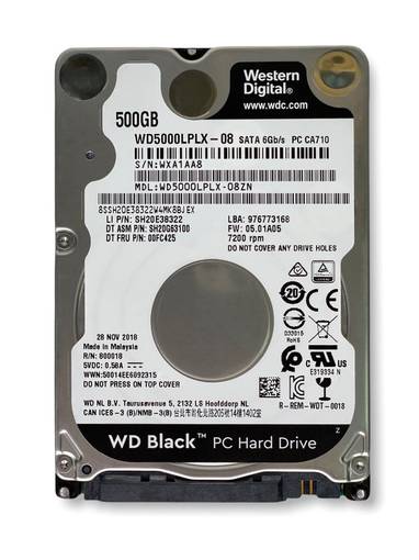 Жесткий диск HDD SATA WD Black 500GB 7.2K 6Gb 2.5" WD5000LPLX