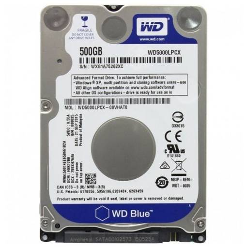 Жесткий диск HDD SATA WD 500GB 2.5" WD5000LPCX