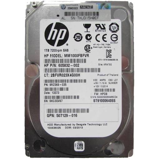 Жесткий диск HDD SAS HPE 1TB 2.5" 605832-002