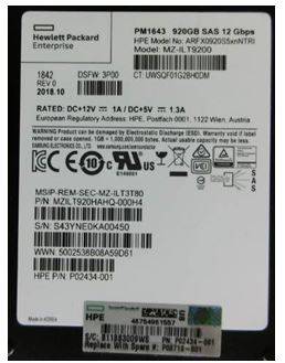 SSD SAS HPE 3PAR 920GB 2.5" P02434-001