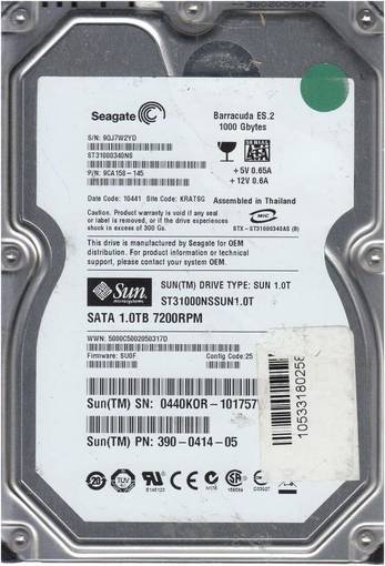 Жесткий диск HDD SATA Seagate 1TB 3.5" 9CA158-145