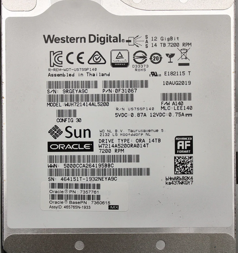 Жесткий диск Sun Oracle 14TB 7.2K 12Gb/s SAS3 + салазки 7357761