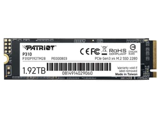 SSD M.2 Patriot P310 480GB Internal 2280 PCIe NVMe Gen3x4, 480GB-M.2-SSD-NVME