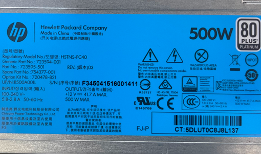 Блок питания HPE 500W для серверов DL380 DL360 Gen9 723595-501 723594-001 720478-B21 754377-001 723595-201