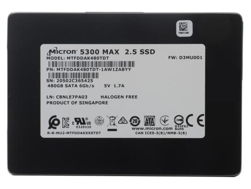 SSD накопитель Micron 5300 MAX 480 ГБ SATA 6Gbps 2.5 MTFDDAK480TDT-1AW1ZABYY