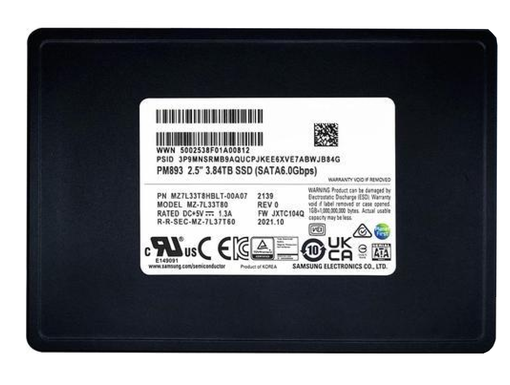 Накопитель SSD Samsung PM893 3.84 ТБ 2.5" SATA TLC  MZ7L33T8HBLT-00A07