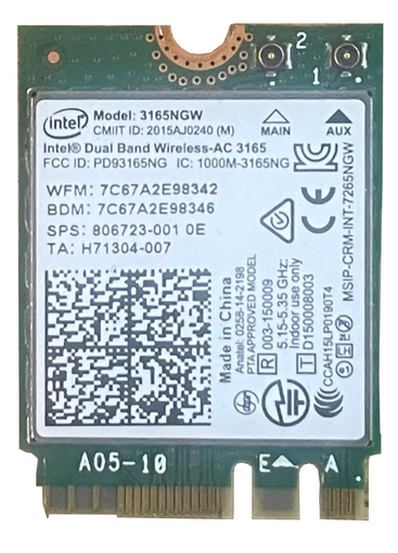 Беспроводная карта адаптера Intel 3165 433Mbps BT4.0 (M.2 2230 key a+e)