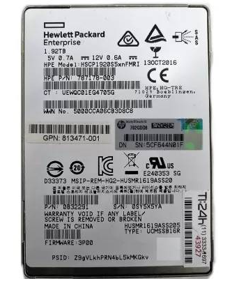 SSD SAS HPE 1.92TB 2.5 787178-003 HSCP1920S5XNFMRI 801045-002 0B32291