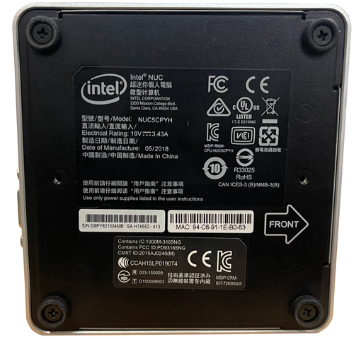 Платформа неттопа Intel NUC5CPYH с зарядкой (без памяти и дисков)