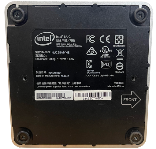 Платформа неттопа Intel NUC5i5MYHE с зарядкой (без памяти и дисков)