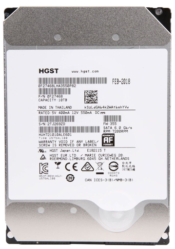 Серверный HDD HGST 10 ТБ 7200RPM 128MB SATA 6.0Gb/s 3.5" HUH721010ALE601