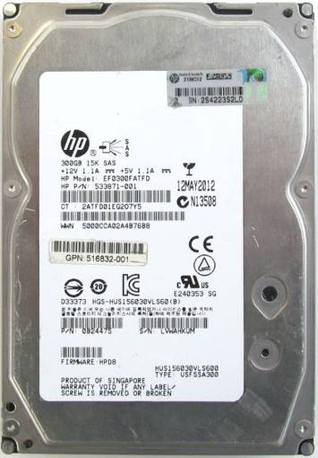 HDD HP 3.5" SAS 300GB 15K