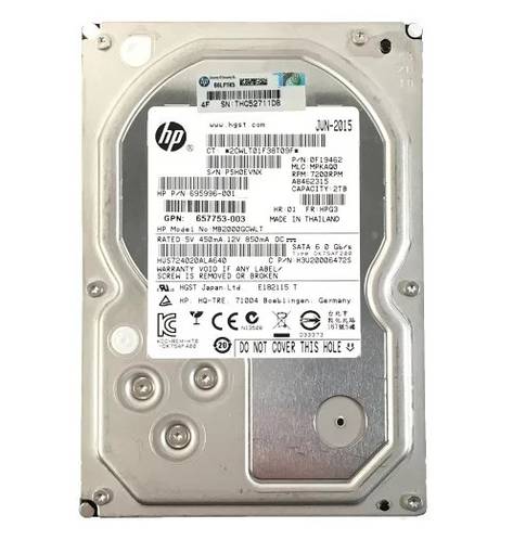 Жесткий диск HDD SATA HPE 2TB 7.2K 3.5" 657753-003