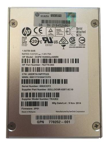SSD SAS HPE 1.92TB 2.5"  778252-001
