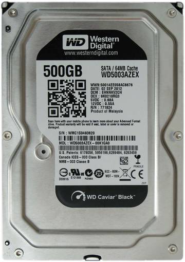 Жесткий диск HDD SATA WD 500GB 3,5" WD5003AZEX