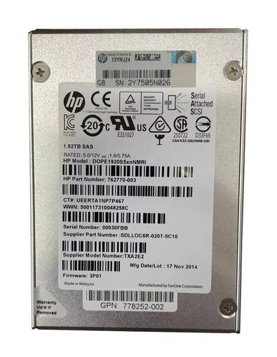 SSD SAS HPE 1.92TB 2.5" 762770-003
